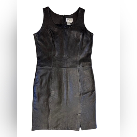 Apart Impressions 100% LEATHER Dress Vintage Sleeveless Black Size 8 EUC - Picture 5 of 10